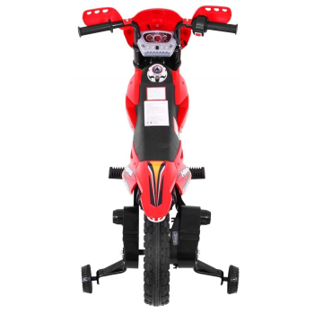 Motorek Cross dla dzieci Pojazd na akumulator Czerwony + Pomocnicze kółka + Dźwięki LED